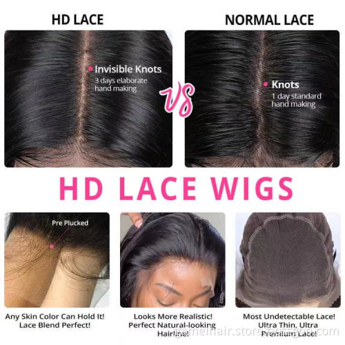 Human Hair Hd Swiss Lace Front Wig Pre Plucked Raw Brazilian Virgin Human Hair Body Wave Transparent 360 Full Lace Frontal Wig
